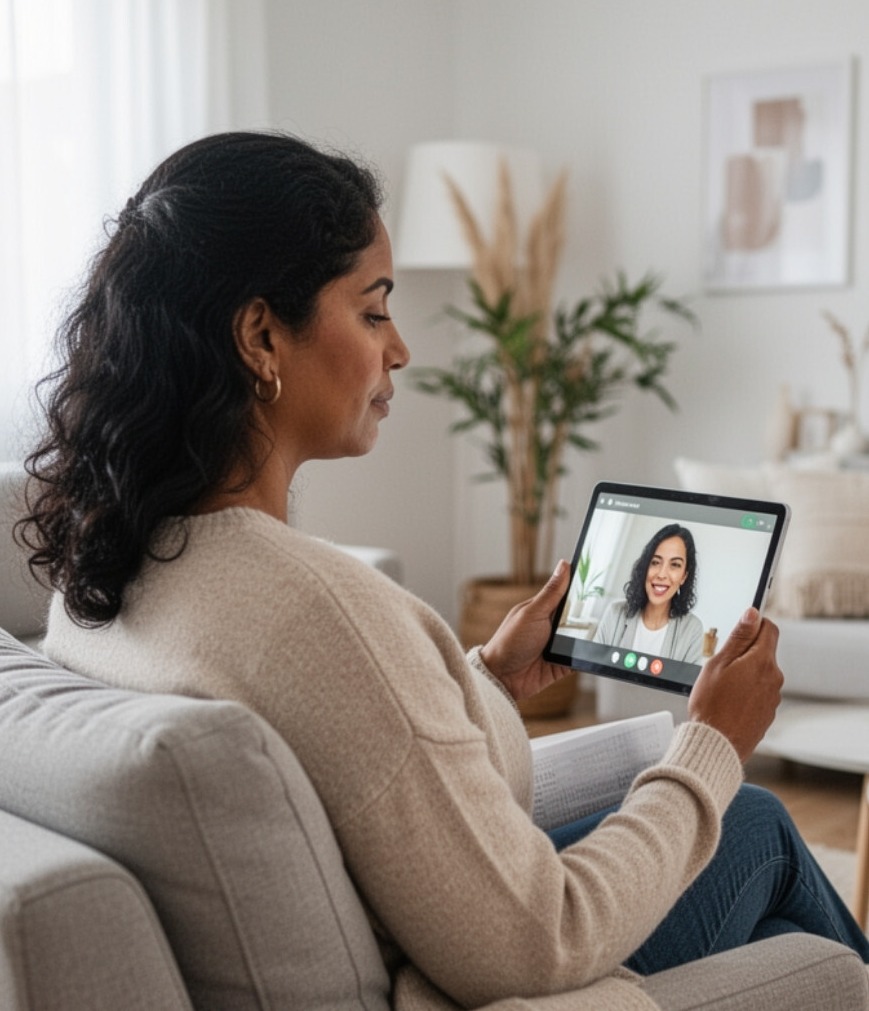 Olive & Ash Client Participating in Virtual Counseling Session